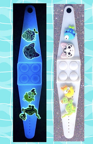 Blue Glow in the dark fidgy pop anxiety bracelet toy